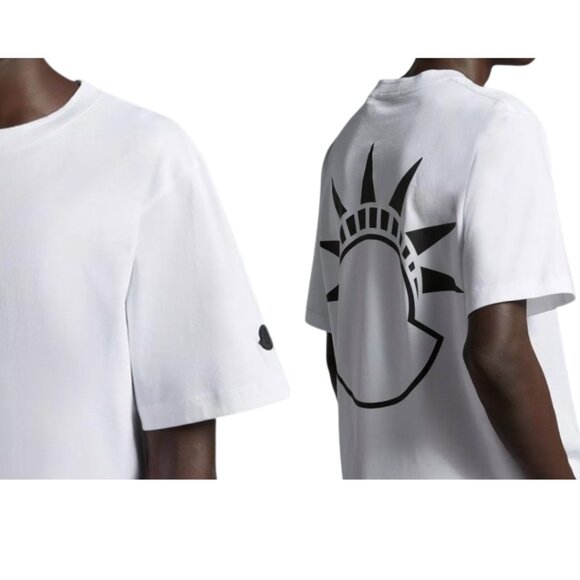 NWT Moncler X Alicia Keys T-Shirt Sz XL in White Unisex Cotton Motif Printed - Picture 2 of 10
